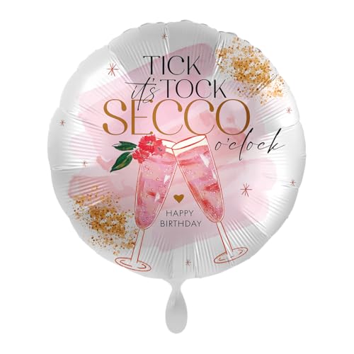 Folienballon * Pink & Shiny Secco * als Deko und Geschenk zum Geburtstag | Größe: 43cm | Partydeko Luftballon Ballon Happy Birthday von Premioloon