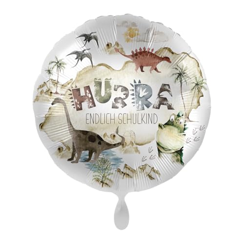Folienballon Hurra! Endlich Schulkind Dinosaurier - 43 cm - 81181 von Premioloon
