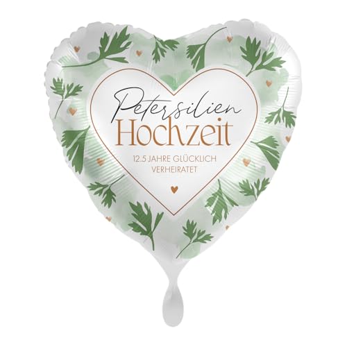 Herz-Folienballon * PETERSILIEN HOCHZEIT * als Deko und Geschenk zum 12,5 Jahre Hochzeit | Größe: 43cm | Partydeko Luftballon Ballon Petersilienhochzeit von Premioloon
