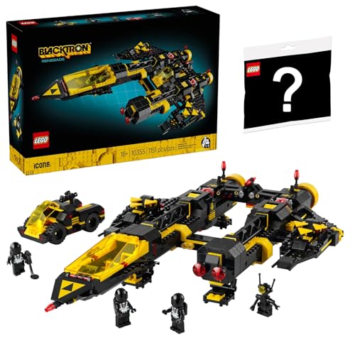 Lego 2er Set: Icons 10355 Blacktron Renegade & zufälliges Polybag | Raumschiff, Retro Modell aus den 80ern, 1.151 Teile, mit Minifiguren und Fahrzeugen von Premtect