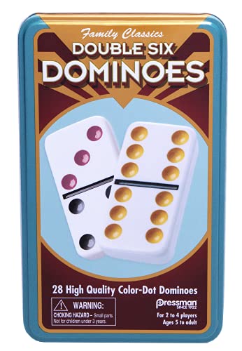 Pressman 3925 - Double 6 Colour Dot Dominoes in Tin von Pressman