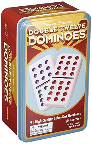Pressman 3927 - Double 12 Colour Dot Dominoes in Tin von Pressman