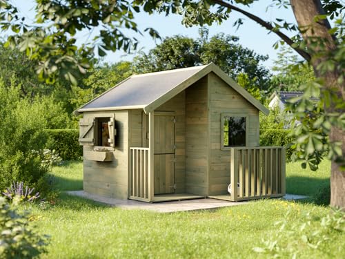 Prestige Garden Spielhaus Berlin KDI | 182x217x174 cm | Kesseldruckimprägniert | Mit Fußboden, Veranda & 3 Fenstern | Kinder Holz Spielhaus Outdoor Prestige Garden Spielhaus Berlin KDI | 182x217x174 cm | Kesseldruckimprägniert | Mit Fußboden, Veranda & 3 Fenstern | Kinder Holz Spielhaus Outdoor von Prestige Garden