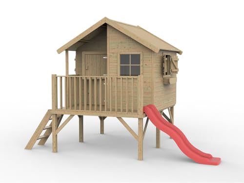 Prestige Garden Stelzenhaus Brüssel KDI | 174x226x250 cm | Kesseldruckimprägniert | Mit Veranda, Fußboden & 3 Fenstern | 80 cm Podesthöhe | Kinder Spielhaus von Prestige Garden