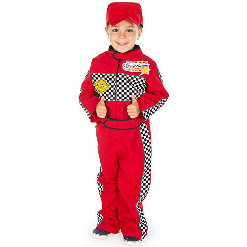 PRETEND TO BEE Rennfahrer Kostüm für Kinder, Rote Rennmütze und Anzug, 3-5 Jahre von Pretend to Bee