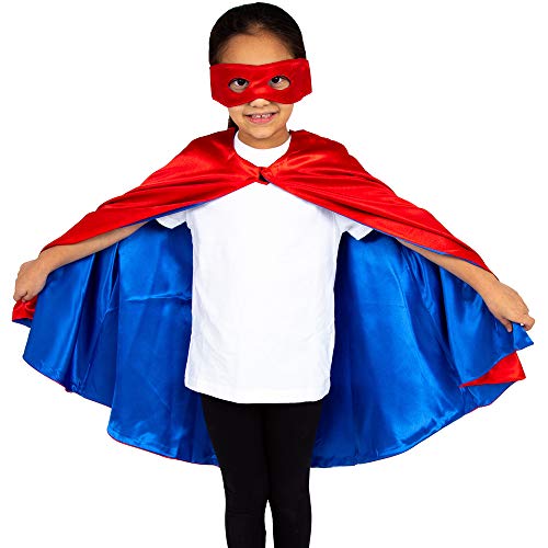 Pretend to Bee Superheldencape und MaskenSet Kostüm für Kinder, Unisex, Wendbar Rot und Blau, 3-7 Jahre von Pretend to Bee