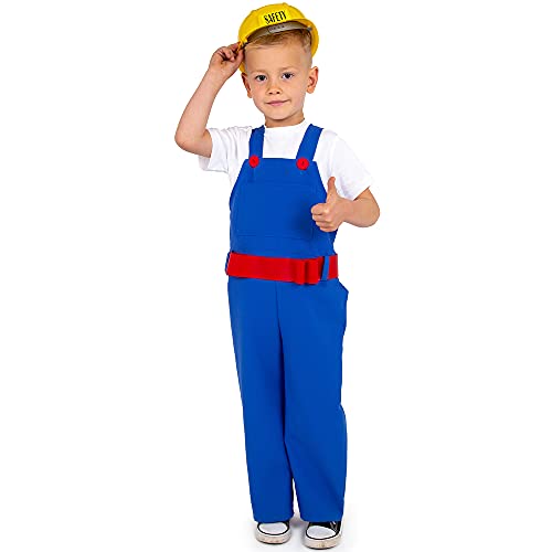 Pretend to Bee 8971 Builder Costume Set for Kids Construction Worker Bauarbeiter Kostüm für Kinder, Overall und Helm, Keine Angabe, Blue, 5-7 Years von Pretend to Bee