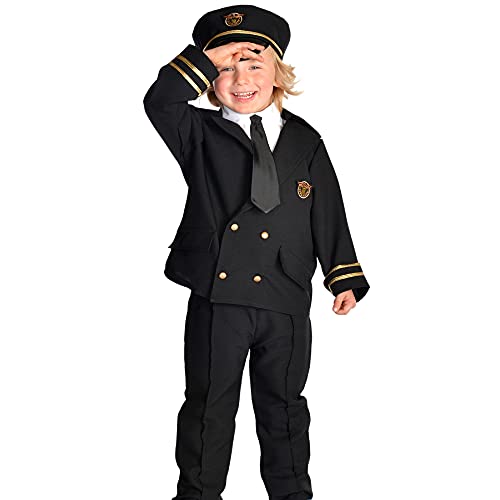 PRETEND TO BEE Transport Airline Pilot Kostüm für Kinder, Schwarzes Gold, 5-7 Jahre von Pretend to Bee