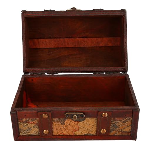 Pretfy Vintage Wood Box Schmuck Aufbewahrungsfall, Handgefertigte Schatzkiste für Fotografie -Requisiten (Karte Trompete) von Pretfy