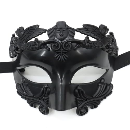 Pretishows Maskerade-Maske für Herren, Vintage, römisch, griechisch, venezianisch, halbe Gesichtsmaske für Karneval, Halloween, Cosplay und Party, Schwarz Pretishows Maskerade-Maske für Herren, Vintage, römisch, griechisch, venezianisch, halbe Gesichtsmaske für Karneval, Halloween, Cosplay und Party, Schwarz von Pretishows