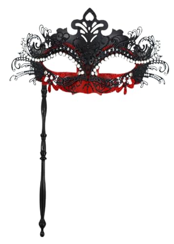 Pretishows Maskerade-Maske mit Stab, venezianische Masken für Damen, Karneval, Kostüm, Party, Schwarz/Rot, Einheitsgr��e Pretishows Maskerade-Maske mit Stab, venezianische Masken für Damen, Karneval, Kostüm, Party, Schwarz/Rot, Einheitsgr��e von Pretishows