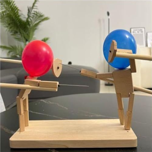 Balloon Bamboo Man Battle, 2024 Handmade Wooden Bots Battle Game for 2 Players, Wooden Fighter with Balloon Head, Fast-Paced Balloon Fight, Whack a Balloon Party Games for 2 Players von Prevently