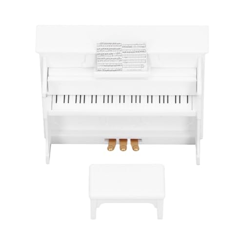 Prevessel Klavierhocker-Set für Puppenhaus, Klaviermodell mit Hocker, Musikinstrumentenmöbel für Puppenhaus, Handwerksornamente für die von Prevessel