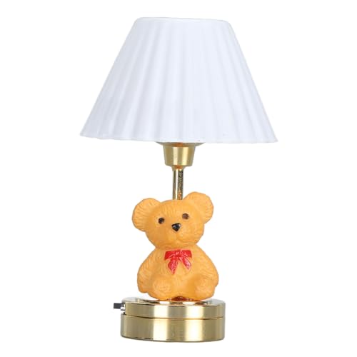 Prevessel Puppenhaus-Tischlampen-Dekor, Maßstab 1:12, Puppenhaus-Bär-Tischdekoration, Realistische LED-Lampe, Puppenhaus-Bär-Nachttischleuchte von Prevessel