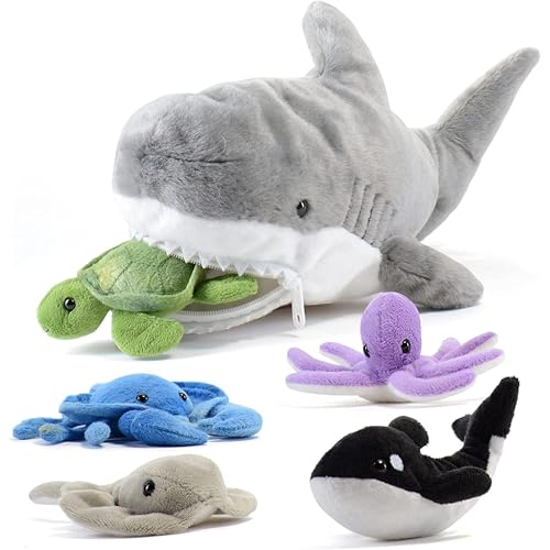 Prextex 38 cm großer Plüsch-Hai Plus 5 weiche Plüsch-Meerestiere, Kuscheltiere Stofftiere wie Oktopus, Krabbe, Schildkröte, Stachelrochen und Blauwal Prextex 38 cm großer Plüsch-Hai Plus 5 weiche Plüsch-Meerestiere, Kuscheltiere Stofftiere wie Oktopus, Krabbe, Schildkröte, Stachelrochen und Blauwal von Prextex