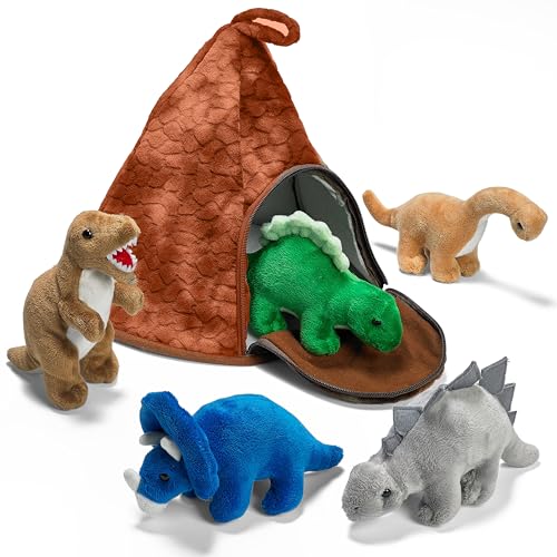 Prextex Dinosaurier VulkanHaus mit 5 Plüsch Dinosauriern Super Kinder von Prextex