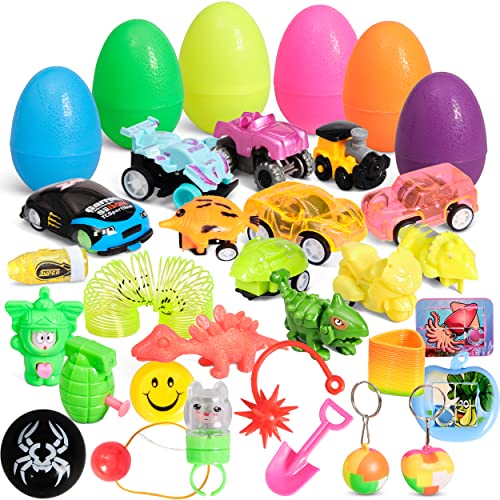 Prextex Ostereier gefüllt mit 30 Mini-Spielzeug und Überraschungen für Kleinkinder - Jedes Ei enthält EIN anderes Spielzeug für die Ostereiersuche, Ostereiersuche Kit, Osterspiele Geschenke. von Prextex