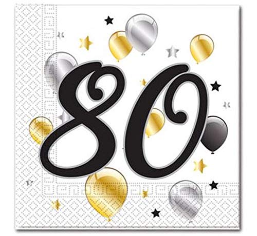 Prezer Balloons 80. Geburtstag 20 Servietten von Prezer
