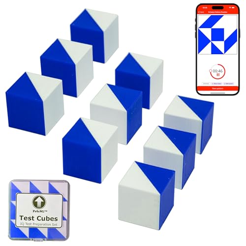 PrfcNL IQ-Testwürfel (blau und weiß) – 9 Kohs-Würfel, Übung für Blockdesign-Test, WAIS IV- und WISC V-Tests von PrfcNL