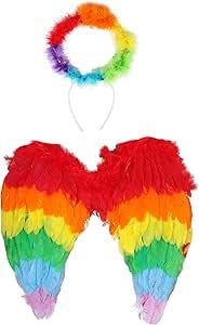 Rainbow Pride Flügel und Heiligenschein Set - 2 Stück - Regenbogen Federflügel mit passendem Leuchtheiligenschein - Perfektes Zubehör für Pride Month, Pride Marches und Pride Events Rainbow Pride Flügel und Heiligenschein Set - 2 Stück - Regenbogen Federflügel mit passendem Leuchtheiligenschein - Perfektes Zubehör für Pride Month, Pride Marches und Pride Events von Pride & Proud
