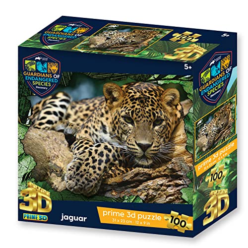 PRIME 3D Animal Planet GES Jaguar, 3D-Linsenraster-Puzzle, 31 cm x 23 cm, 100 Teile, Spiele und Puzzles, ab 5 Jahren von Prime 3D