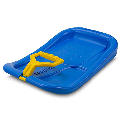 Prime Garden® DINAMICO Kinderschlitten Schlitten Kunststoffschlitten Tellerschlitten für Kinder mit Kunststoffgriff (Blau) von Prime Garden