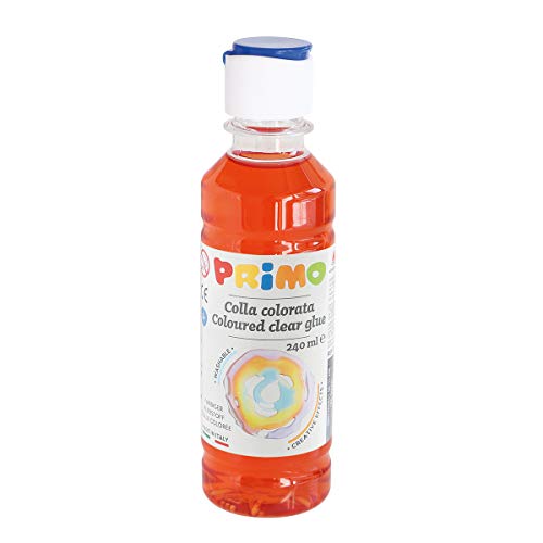 Morocolor PRIMO, Farbiger Kleber mit Wasser in Flasche 240ml, Roter Kleber ohne Lösungsmittel und glutenfrei, Glänzend und farbig, Leicht abwaschbar, Geeignet für Papier und Karton von Primo