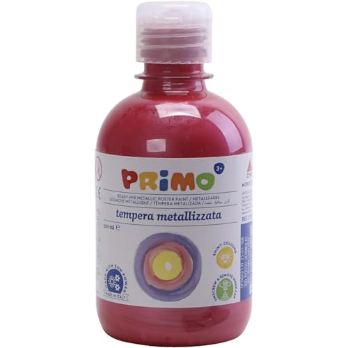 PRIMO Schulmalfarbe, Bastelfarbe für Kinder mit Metallic-Look, 300ml mit Dosierverschluss (rot) von Primo