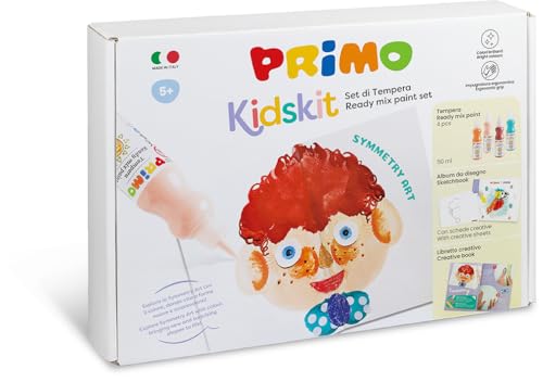 Primo Kidskit Symmetry Art Farbset für Kinder ab 5 Jahren, Set mit 4 ergonomischen Farben und 50 ml Dosierer, 1 Malbuch für Zeichnungen, 1 Buch für kreative Arbeiten, künstlerische Lernspiele Primo Kidskit Symmetry Art Farbset für Kinder ab 5 Jahren, Set mit 4 ergonomischen Farben und 50 ml Dosierer, 1 Malbuch für Zeichnungen, 1 Buch für kreative Arbeiten, künstlerische Lernspiele von Primo