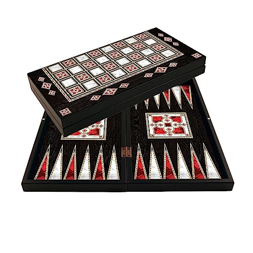 PrimoGames Deluxe Holz Backgammon Set Persia XXL - 50x48 cm - inklusive Schachbrett - Gesellschaftsspiel in schwarz - praktische Reisespiele mit Koffer - hochwertiges Brettspiel für Jung und Alt von PrimoGames
