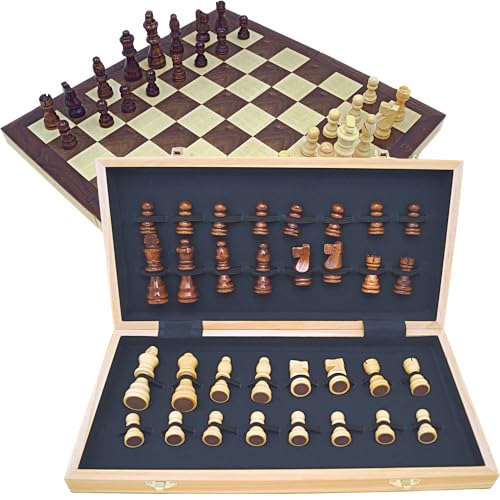 Edles Holz Schachspiel 38x38 cm - Klassisches Staunton Design Klapp Schachbrett Schachfiguren Filzfuß Schach Holzfiguren Stilvolle Schachkassette Filz Innenausschlag - P-15711 von PrimoGames