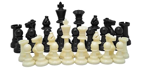Kunststoff Schachfiguren mit Filzgleiter Königshöhe 63 mm - Staunton Design Schach Kunststofffiguren mit Filzgleiter Schwarz Weiß Gr. M König 63mm von PrimoGames
