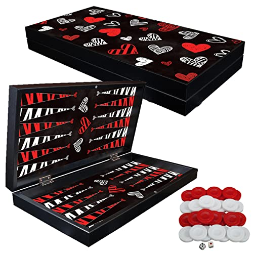 PrimoLiving Deluxe Holz Backgammon Spielset Black Valentine XXL – 48 x 48,7 cm – Gesellschaftsspiel - praktisches Reisespiel mit Koffer - hochwertiges Brettspiel für Jung und Alt von PrimoLiving