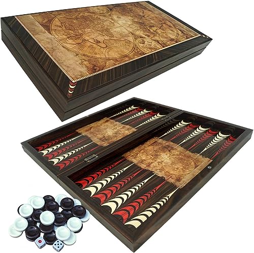 Deluxe Holz Backgammon Set Globe im Format 28,5 x 28 cm (S) von PrimoLiving