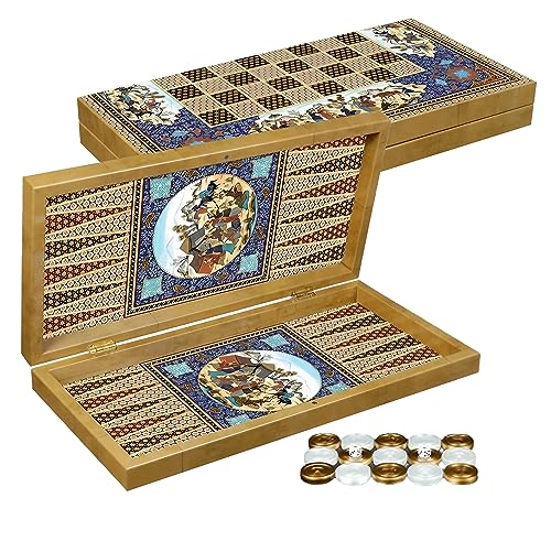 PrimoLiving Deluxe Holz Backgammon Set Esfahan XXL - 50x50 cm - inklusive Schachbrett - in braun von PrimoLiving