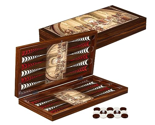 PrimoLiving Deluxe Holz Backgammon Spielset Platon XL – 41 x 41,5 cm – Gesellschaftsspiel - praktisches Reisespiel mit Koffer - hochwertiges Brettspiel für Jung und Alt von PrimoLiving
