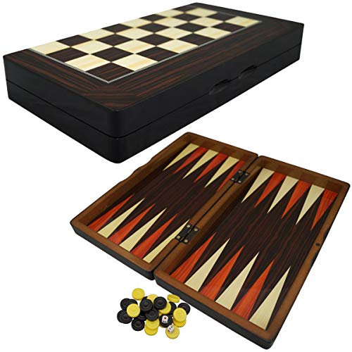 Deluxe Holz Backgammon Spiel Schach - Porto im Format 38x48 cm (L) - Reise Backgammon Holz Tavla Set - klappbar mit Steinen von PrimoLiving