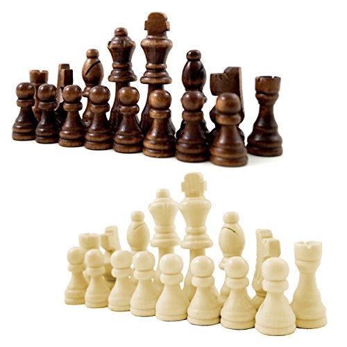 Holz Schachfiguren mit Filzgleiter Königshöhe 79 mm - Staunton Design Schach Holzfiguren mit Filzgleiter Braun Weiß Gr. L König 79mm Springer handgeschnitzt von PrimoLiving
