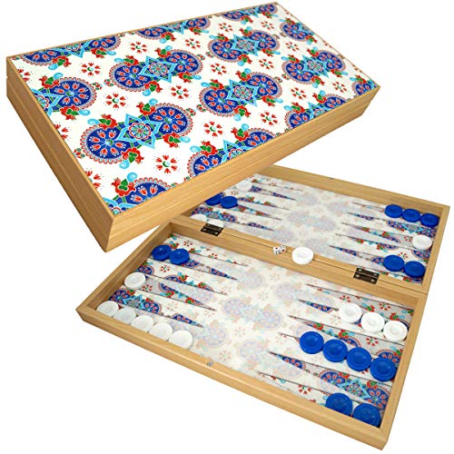 PrimoLiving Deluxe Holz Backgammon Spielset Hatay XXL – 48 x 48,7 cm – Gesellschaftsspiel - praktisches Reisespiel mit Koffer - hochwertiges Brettspiel für Jung und Alt von PrimoLiving