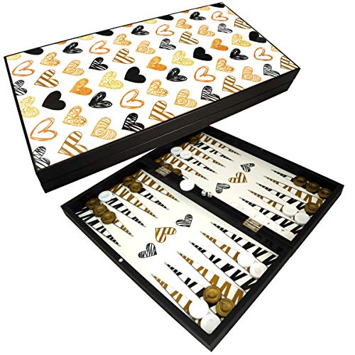 PrimoLiving Deluxe Holz Backgammon Valentine Set im XXL Format 48x48,7 cm von PrimoLiving