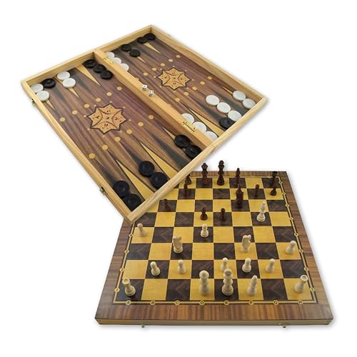 PrimoLiving Holz Backgammon & Schachspiel Set - 40x40 cm - inklusive Backgammon und Schachbrett von PrimoLiving