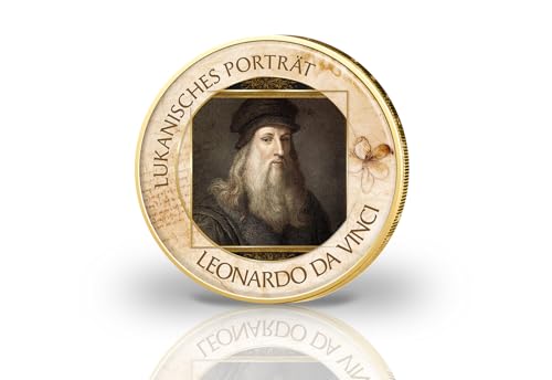 Sammlermünze Lukanisches Porträt Leonardo da Vinci mit Farbmotiv und 24 Karat Goldauflage von Primus