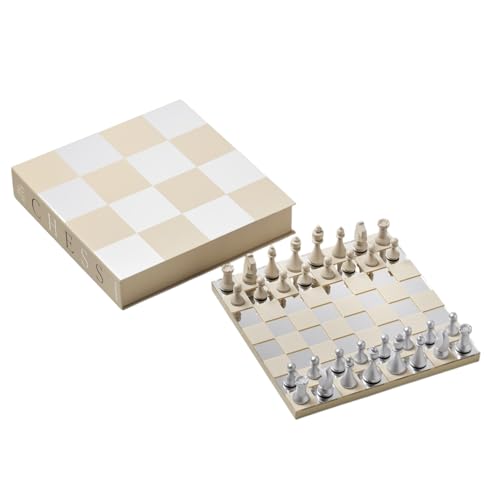 Printworks Classic - Art of Chess, Mirror - Beige & Silver Wooden Chess Set with Mirrored Acrylic Board - Stylish Coffee Table Game for Adults & Kids Ages 5+ - Multilingual Instructions Included von PrintWorks