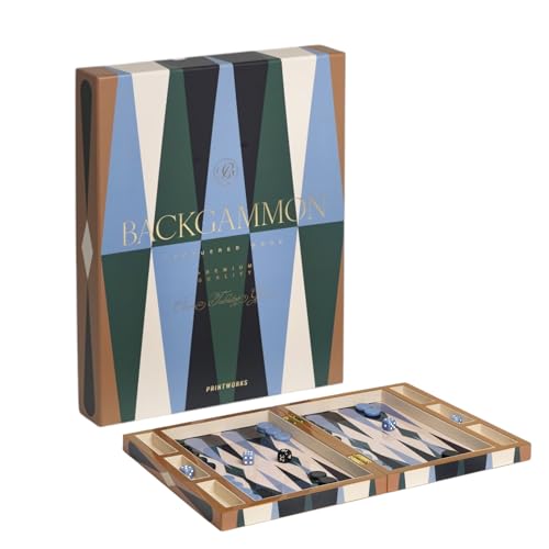 Printworks Lackiertes Backgammon - Luxus-Holzbrett mit Acrylteilen, großes Couchtischspiel für Erwachsene, modernes Display-Ready-Set von PrintWorks