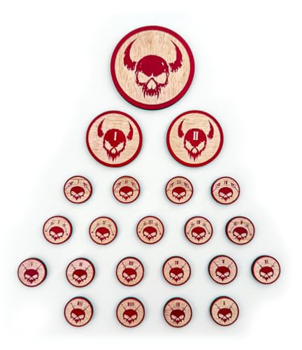 Printable Adventure Lasergravierte D&D Gegner-Token – 22 Battlemap Marker in 3 Größen (1'', 2'', 3'') – Alternative zu Miniaturen für Tabletop Boardgame Fans (Farbiges Holz) von Printable Adventure