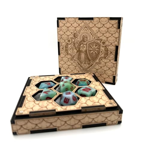 Printable Adventure Würfelbox mit Würfelschale – Holz Filz für D&D und RPG Würfel – Dungeons & Dragons Gaming Zubehör - Kleriker von Printable Adventure