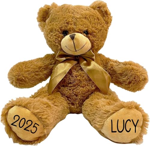 Personalisierter, gefüllter Teddybär, Geschenk für Sie, Ihn, 38,1 cm – niedlicher brauner Bär mit Ihrem Namen und Jahr an den Füßen Personalisierter, gefüllter Teddybär, Geschenk für Sie, Ihn, 38,1 cm – niedlicher brauner Bär mit Ihrem Namen und Jahr an den Füßen von Printualist