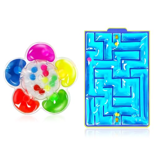 Prmape 2 Stück Anti Stress Sensorik Spielzeug, Sensorik Labyrinth Squeeze Toy, Sensorisches Spielzeug Farben Sortieren, Squeezable Fidget für Stressabbau, Kinder und Erwachsene von Prmape