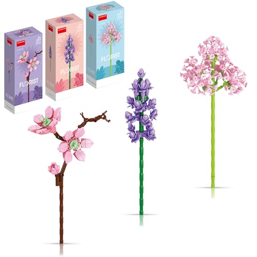 Prmape 3 Stück Bausteine Blumenstrauß, Klemmbausteine Blumen Klein, Botanik Blumen Kollektion, Botanische Sammlung Heimdekoration, Geschenke für Frauen Männer Valentinstag Geburtstag Muttertag von Prmape