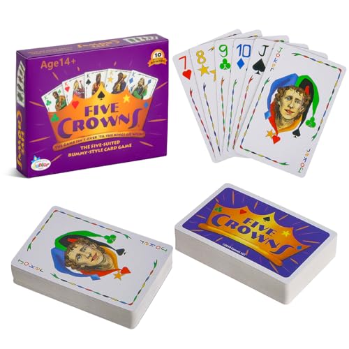 Prmape 5 Kronen Kartenspiel, Five Crowns Spiel, Rummy Karten, Beliebtes Familienspiel & Reisespiel für Kinder und Erwachsene, Gesellschaftsspiel für 3-7 Spieler Ab 7 Jahre (Englische Version) von Prmape